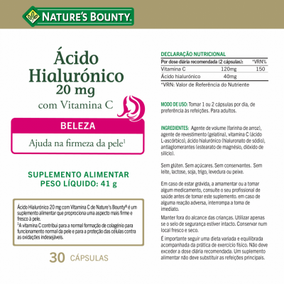 Nature\'s Bounty cido Hialurnico com Vit C 30 Cpsulas