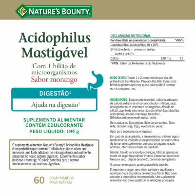 Natures Bounty Acidophilus Mastigavel x 60